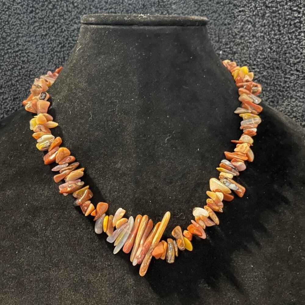 Brown Mookaite Chip Necklace